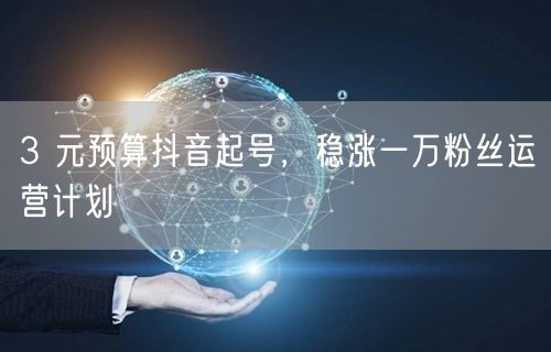 3 元预算抖音起号，稳涨一万粉丝运营计划