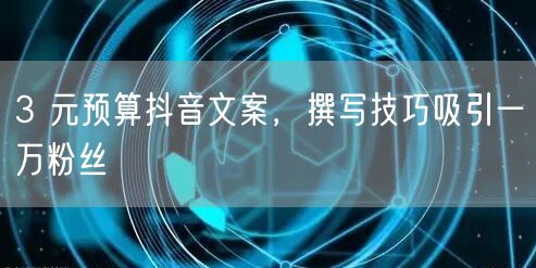 3 元预算抖音文案，撰写技巧吸引一万粉丝