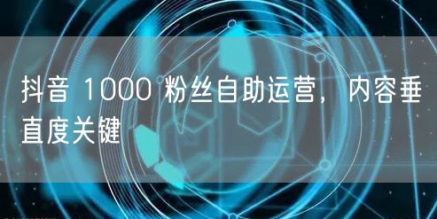 抖音 1000 粉丝自助运营，内容垂直度关键
