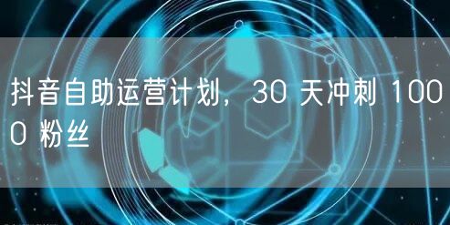 抖音自助运营计划，30 天冲刺 1000 粉丝