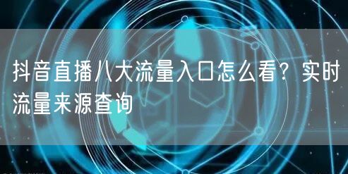抖音直播八大流量入口怎么看？实时流量来源查询