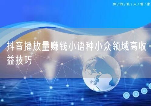 抖音播放量赚钱小语种小众领域高收益技巧