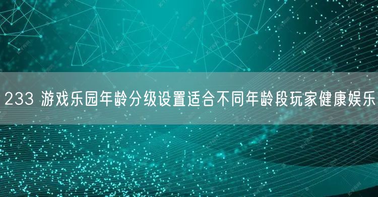 233 游戏乐园年龄分级设置适合不同年龄段玩家健康娱乐