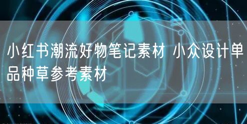 小红书潮流好物笔记素材 小众设计单品种草参考素材