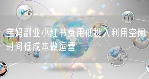 宝妈副业小红书费用低投入利用空闲时间低成本做运营