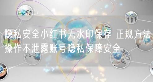隐私安全小红书无水印保存 正规方法操作不泄露账号隐私保障安全