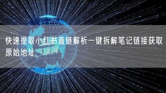 快速提取小红书直链解析一键拆解笔记链接获取原始地址