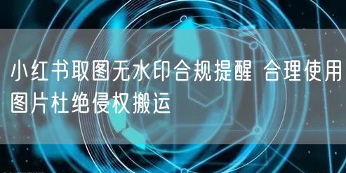 小红书取图无水印合规提醒 合理使用图片杜绝侵权搬运