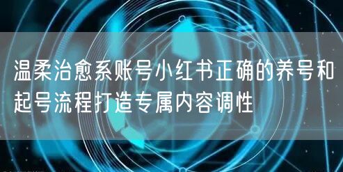 温柔治愈系账号小红书正确的养号和起号流程打造专属内容调性