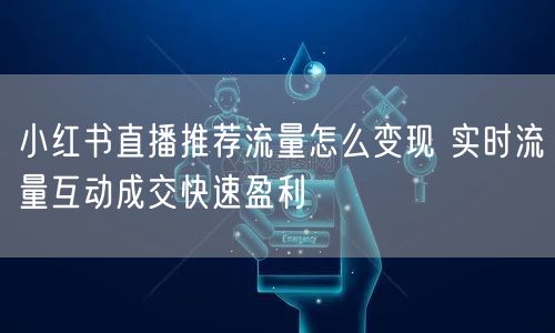 小红书直播推荐流量怎么变现 实时流量互动成交快速盈利