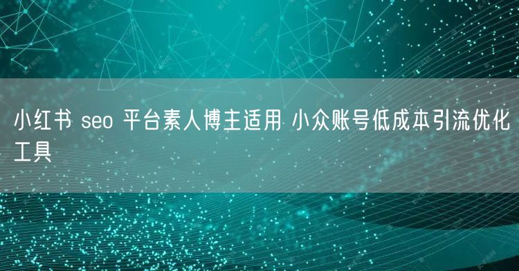 小红书 seo 平台素人博主适用 小众账号低成本引流优化工具