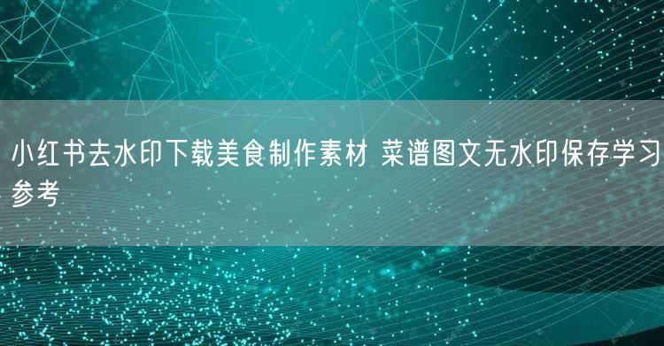 小红书去水印下载美食制作素材 菜谱图文无水印保存学习参考