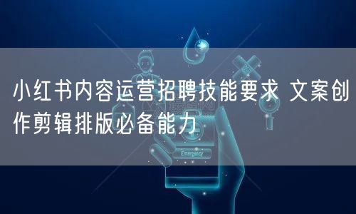 小红书内容运营招聘技能要求 文案创作剪辑排版必备能力