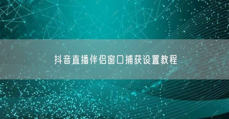 抖音直播伴侣窗口捕获设置教程